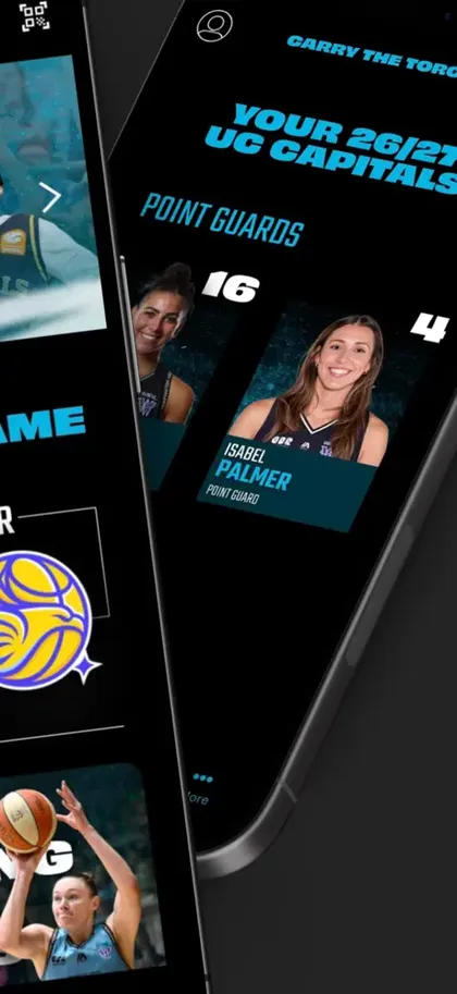 UC Capitals app, squad and player cards