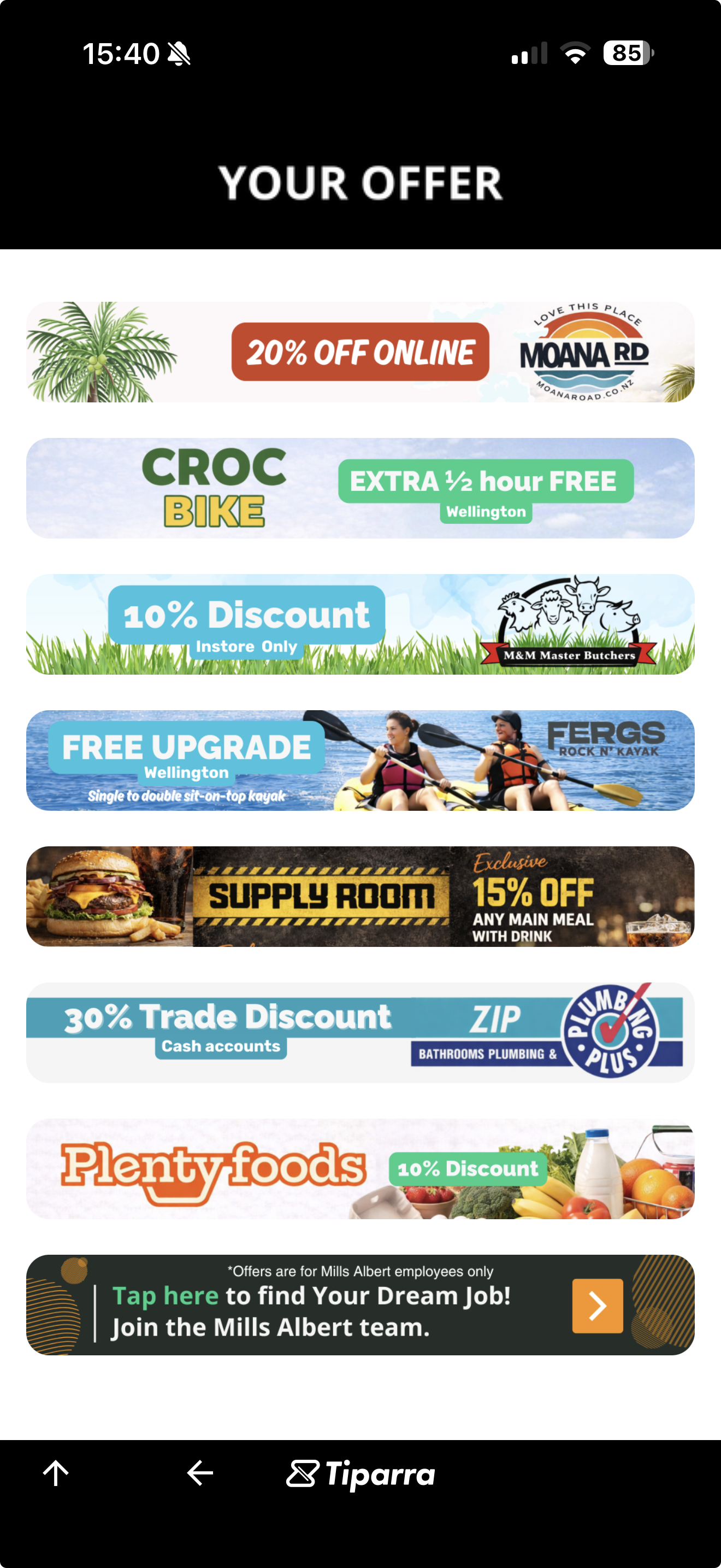 Exclusive offers list