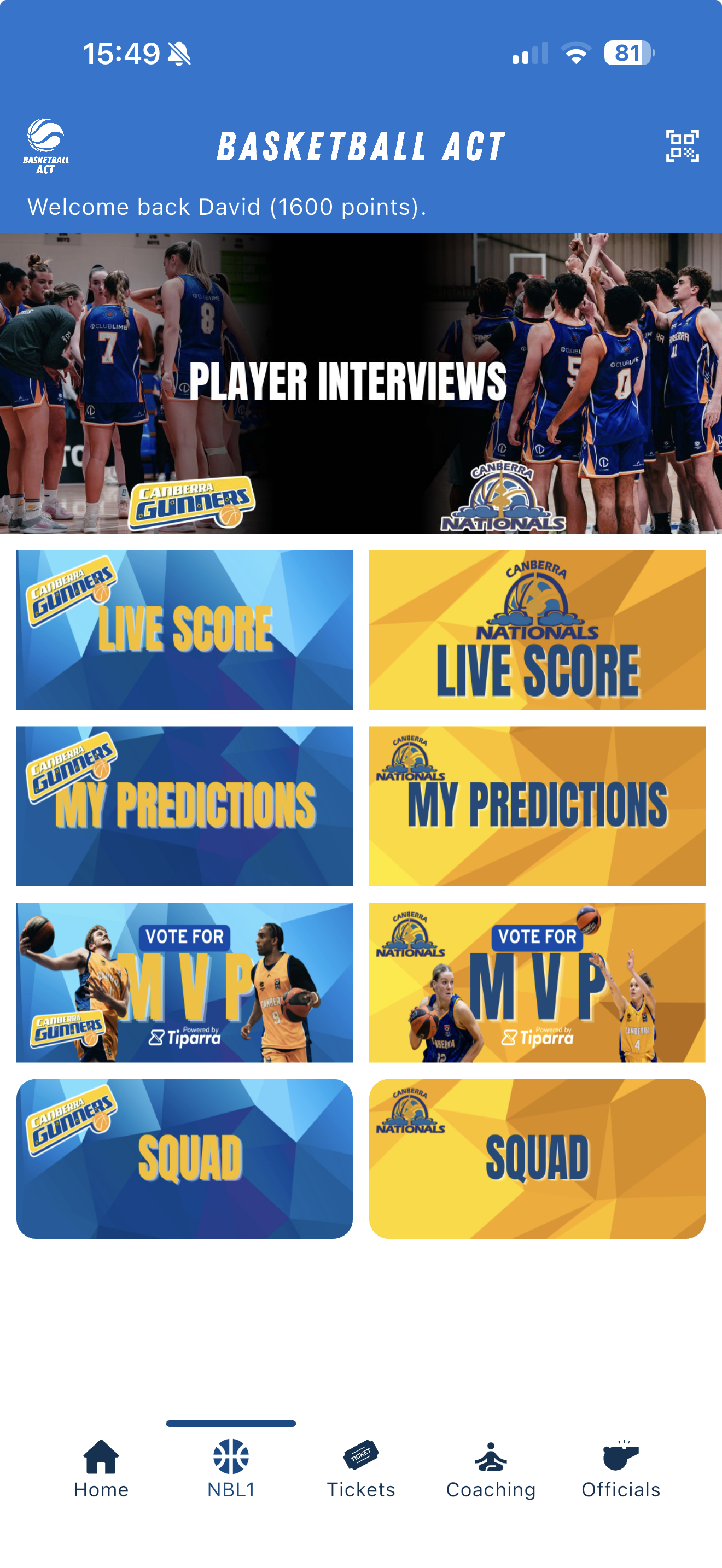 Live predictions and MVP voting